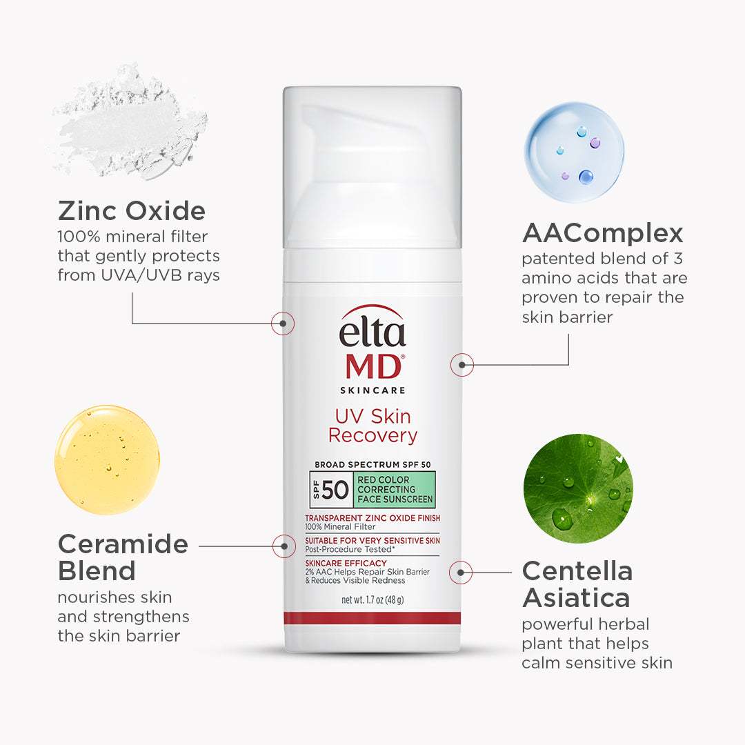 UV Recovery Red Color Correcting Green Tint Broad Spectrum SPF 50
